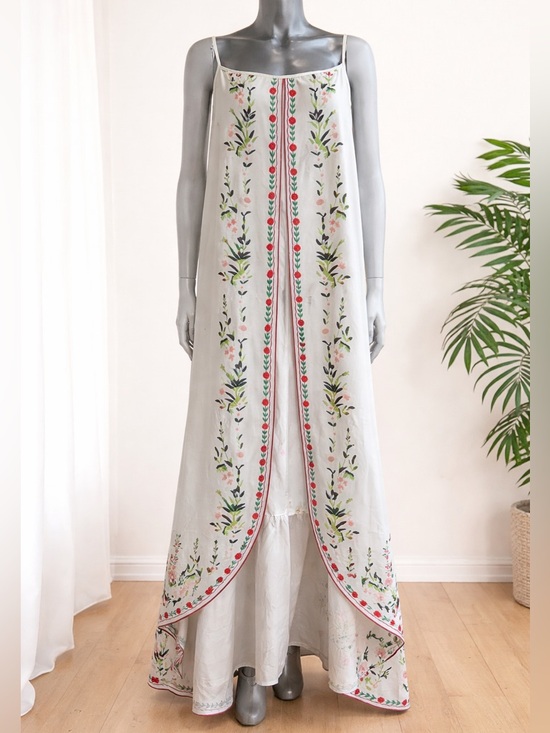 MISSLOOK Dresses & Skirts - Misslook Floral Maxi Dress XL Boho Sleeveless White Cottagecore